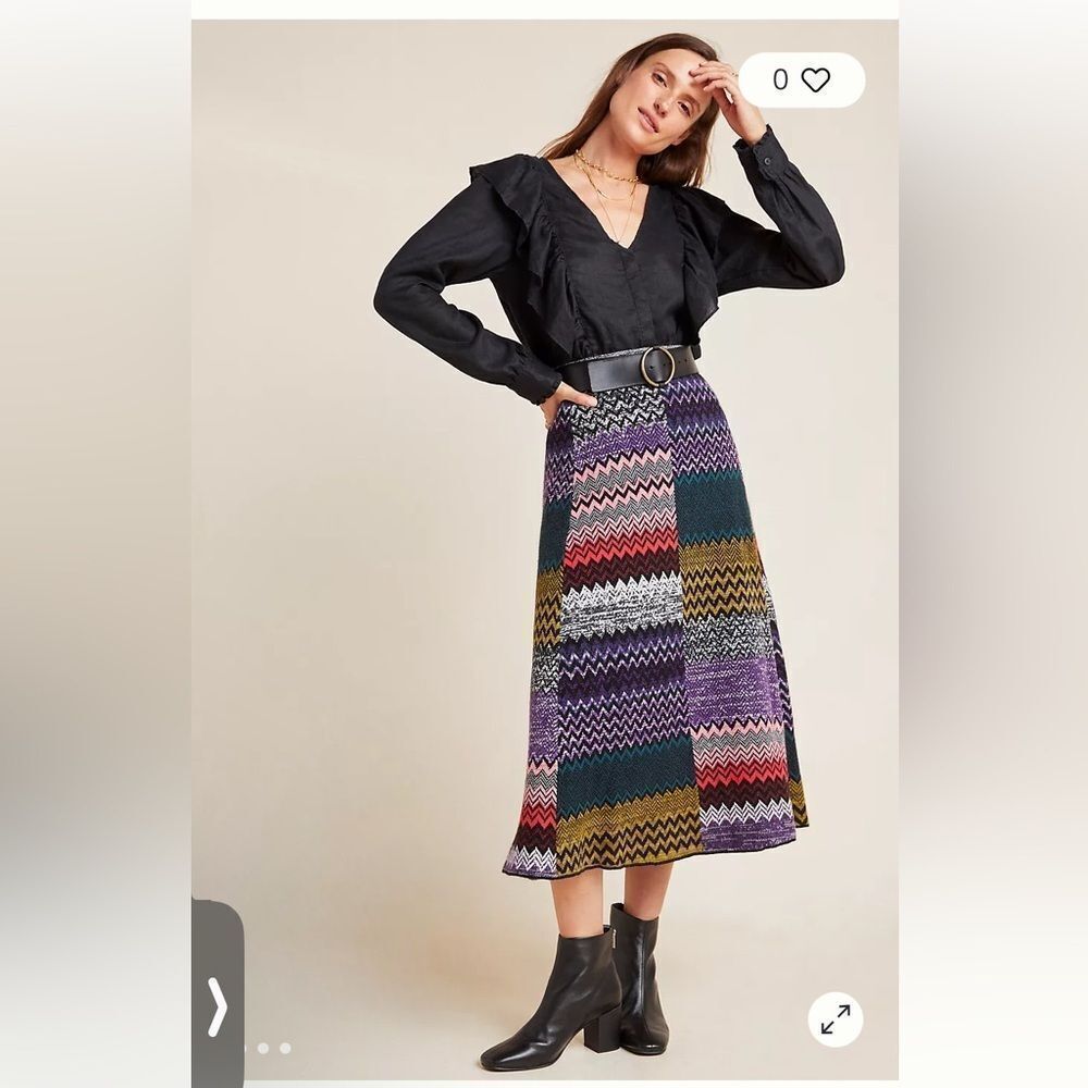 By Anthropologie Size M $150 Patchwork Knit Midi Skirt
Geisha Designs